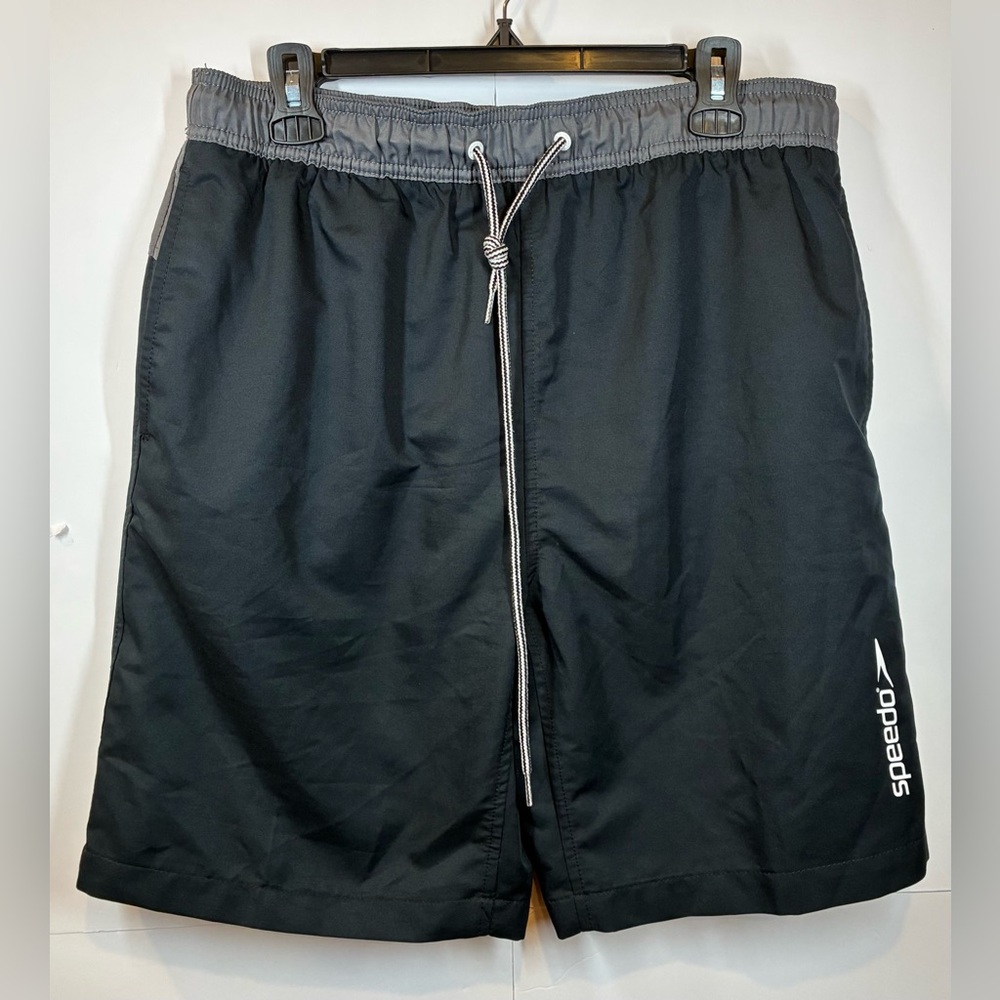 Speedo Men's Lined Board Shorts Swim Trunks in Black/Gray Size Large